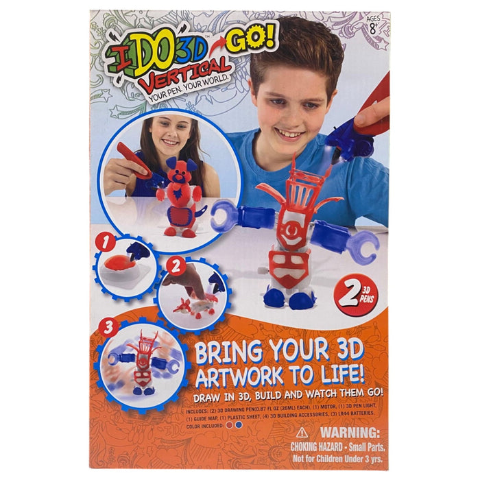 Set de desen 3D Ido3D Go!, kit de desen și colorat, 2 pixuri 3D, pentru copii de la 8 ani