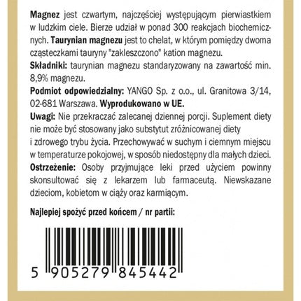 Minerale, Yango, Taurinat de Magneziu, 50g