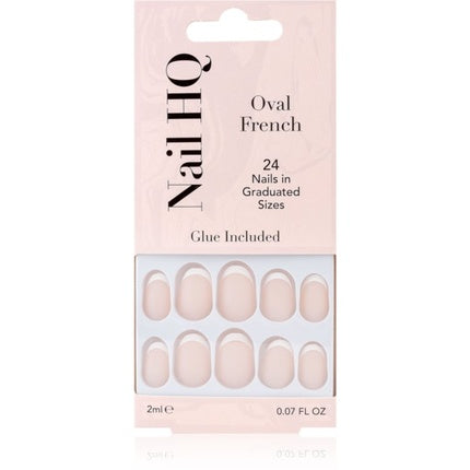 Unghii false Nail Hq Oval French, culoare nude, 24 bucăți