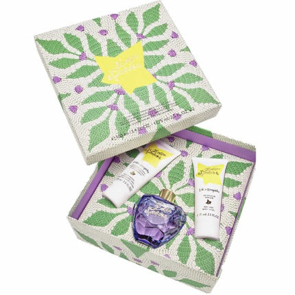 Set Cadou Parfum Lolita Lempicka, EDP Spray 100ml, cutie imprimeu flori verzi și mov