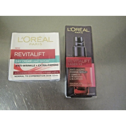 Set îngrijire antirid, L'Oréal Revitalift Laser X3, ser 30 ml și cremă zi 50 ml