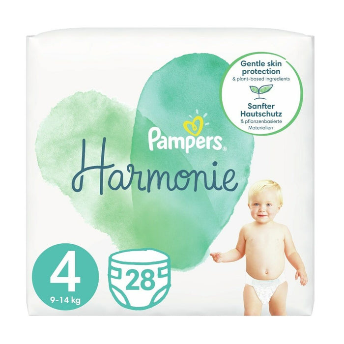 Scutece, Pampers, Harmonie Pure, mărimea 4, multicolor, 28 bucăți