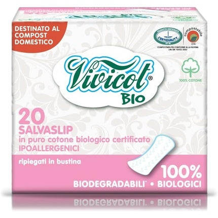 Absorbante zilnice, Vivicot Bio, bumbac pur, 20 bucăți