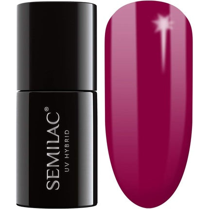 Lac UNGHII SEMILAC UV Hybrid, Model Wine 028, Culoare Roșu Vișiniu Intens, Capacitate 7ml