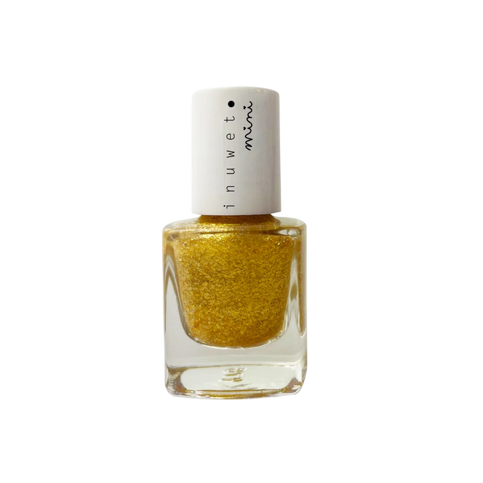 Lac de unghii Inuwet Golden Game, cu sclipici auriu, miniatură, 5 ml