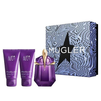 Set Parfum Thierry Mugler Alien, 30 ml + Gel de Duș 50 ml + Loțiune Corporală 50 ml, violet
