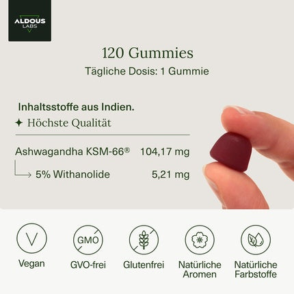 Gummies, Aldous Labs, Ashwagandha, cireș, 120 buc