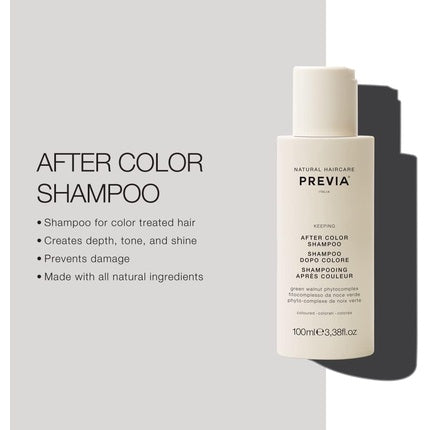 Șampon pentru păr colorat, Previa Organic Green Walnut Colour Shine Shampoo 100ml