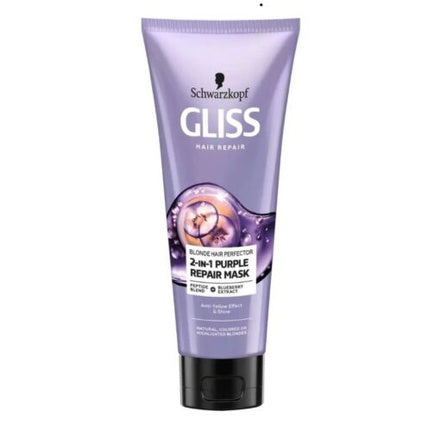 Masca de par, Schwarzkopf Gliss, Purple, pentru par blond si decolorat, 200ml