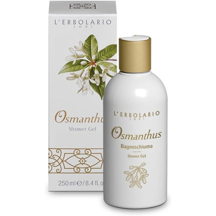 Gel de duş L'Erbolario Osmanthus, ambalaj alb cu capac auriu