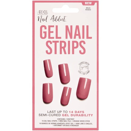 Strips Unghii Gel Ardell, Nail Addict Wild Roses, Culoare Roz Puder, Ambalaj cu 16 Bucăți
