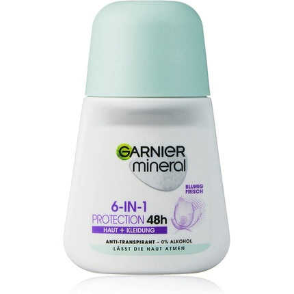 Deodorant Garnier Mineral Bluming Fresh Protection 48h Skin + Clothes, alb-verzui, 50ml