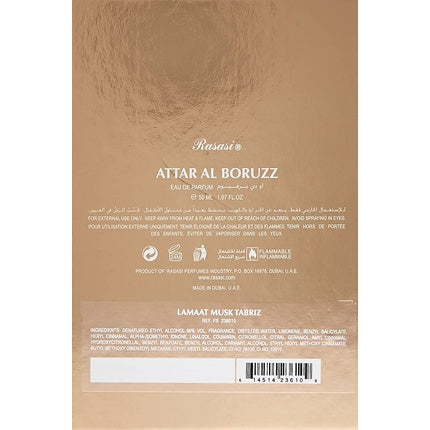 Parfum Rasasi Boruzz, Lamaat Musk Tabriz, 50ml, auriu
