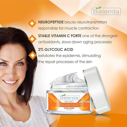 Cremă Față, Bielenda, Neuro Glicol+Vit.C, Alb