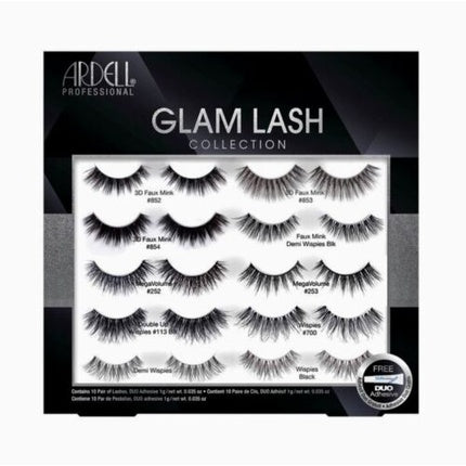 Set 10 perechi Gene false Ardell Glam Lash Collection cu adeziv Duo, negru