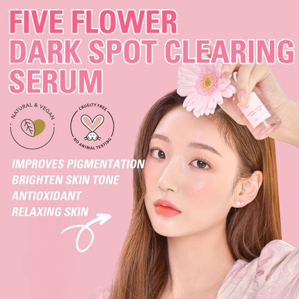 Serum Facial cu Vitamina C, Milk Touch, 5 Flower Dark Spot Correcting, 40ml, Roz