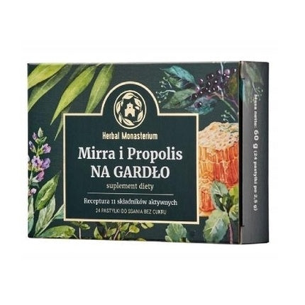 Mirra Propolis pentru Gât, Herbal Monasterium, 24 pastile, fără zahăr