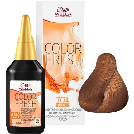 Vopsea păr, Wella, semi-permanentă, blond mediu-roșcat, 75ml