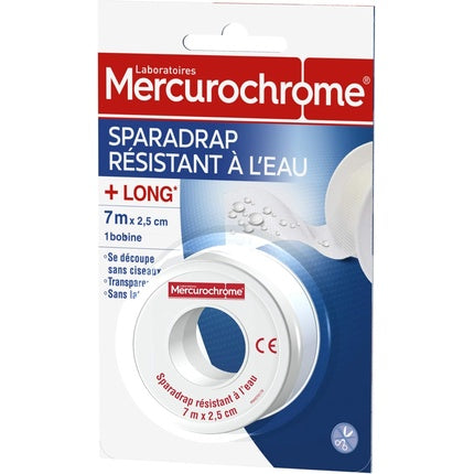 Mercurochrome Sparadrap Rezistent la Apă, 7m x 2.5cm, Alb