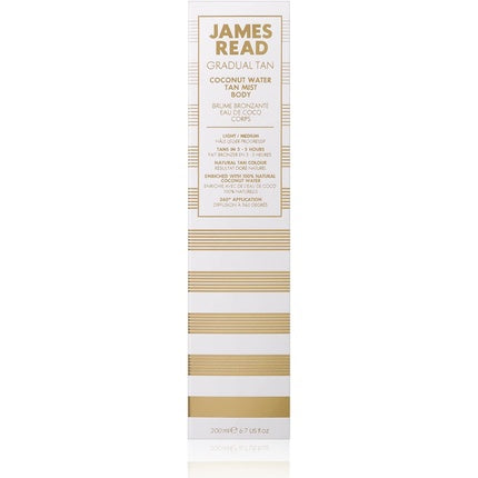 James Read Coconut Water Tan Mist Body, Brumant Corp Gradual, 200ml, Alb cu Auriu