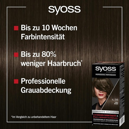 Vopsea de păr Syoss 4_98 Paris Brown, permanentă, 115ml