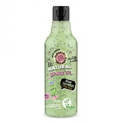 Gel de Duș Natura Siberica Skin Super Good cu Castravete Organic, 250ml, Verde cu Semințe de Busuioc