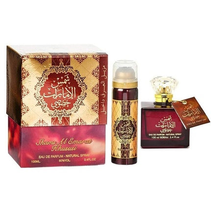 Set Parfum Ard Al Zaafaran Shams Al Emarat Khususi 100ml + Deodorant 50ml