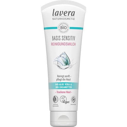 Lavera Basis Sensitive Cleansing Milk, Bio Aloe Vera și Butir de Shea pentru Ten Uscat și Sensibil