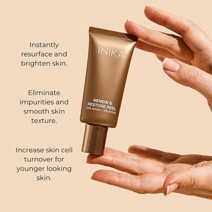 Pachet Facial Inika Organic Renew & Restore Peel, 49 g, Auriu