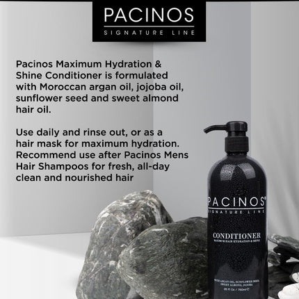 Condiționer Pacinos, cu uleiuri esențiale (argan, floarea-soarelui, migdale dulci, jojoba), 800 g