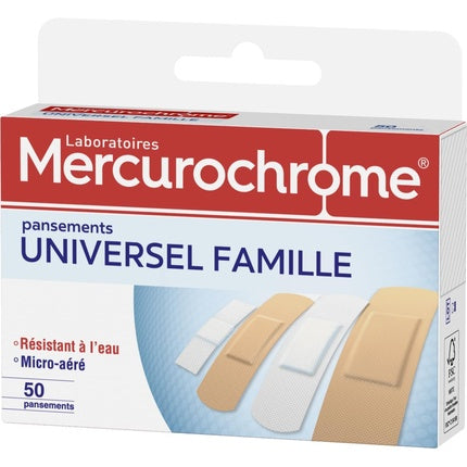 Mercurochrome Universal Family, Pansement, 50 buc, culoare beige și alb, format universal