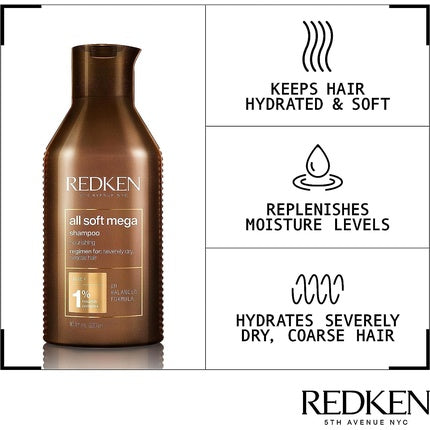 Șampon, Redken, All Soft Mega, maro, 300ml