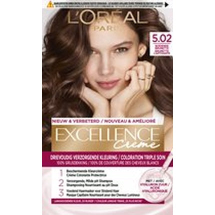 Culoare par permanentă, L'Oréal Paris, Excellence Creme 5.02, Brunette