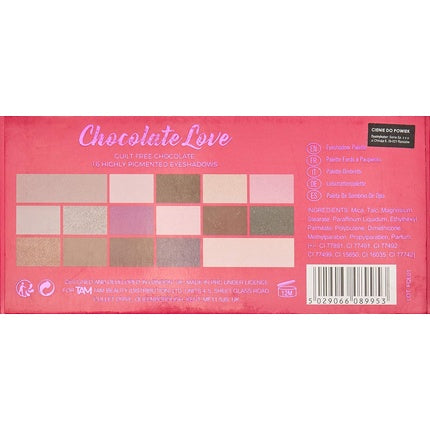Paletă farduri ochi Revolution Love Chocolate, roz, 16 nuanțe