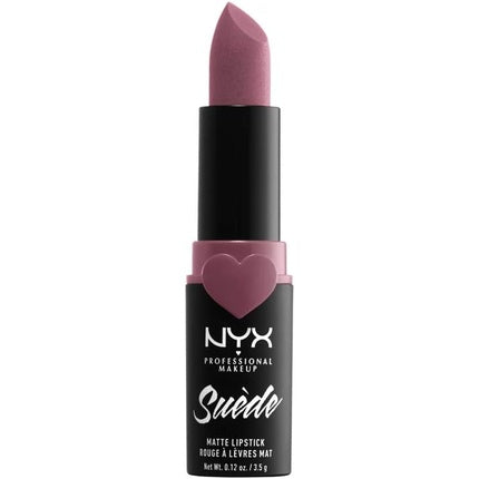 Ruj mat NYX Professional Makeup Suede Soft Spoken, culoare mov prăfuit, 3.5g