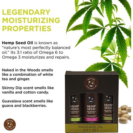 Set Ulei Masaj, Earthly Body, Hemp Seed, Cutie Cadou