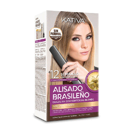 Kativa Brazilian Straightening Blonde, Set pentru păr blond deschis, Fără formol