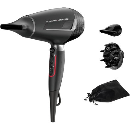 Uscător de păr Rowenta x Karl Lagerfeld CV888L, 2200W, negru/roșu