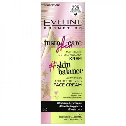 Eveline Insta Skin Care Skin Balance Cremă Matifiantă și Detoxifiantă pentru Față - 50ml