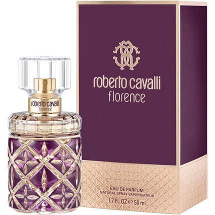 Roberto Cavalli Florence, Parfum feminin, EDP, 50ml, sticlă purpurie cu model geometric
