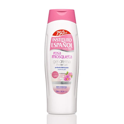 Gel de duș, Instituto Español, Rosa Mosqueta 750ml, ambalaj alb și roz