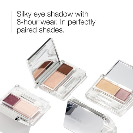 Pereche farduri ochi Clinique All About Shadow Duo Jammin Shimmer, 2 culori (lila mat, gri shimmer), 3.9g