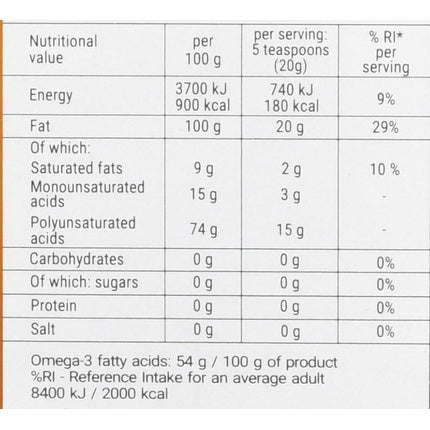 Ulei de in presat la rece, Ol'vita, pentru dieta Dr. Budwig, cu Omega-3, 500 ml