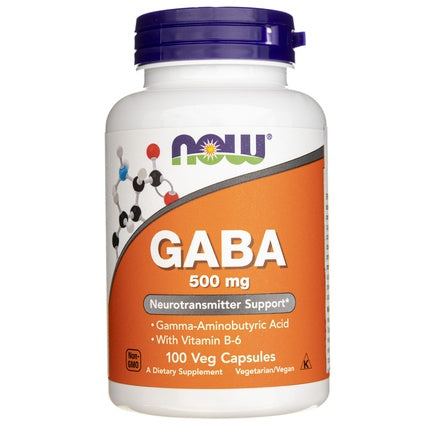 Suplimente alimentare, Now Foods, GABA 500mg, 100 capsule