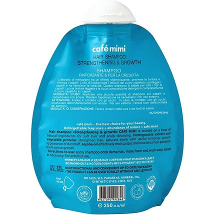 Șampon Cafe Mimi Strengthening & Growth, pachet 250ml, albastru