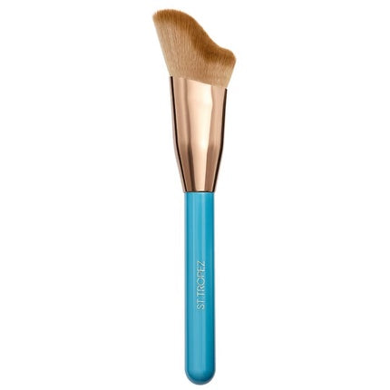 Perie aplicator autobronzant St. Tropez Tantour, design ergonomic, metal aurie și mâner albastru