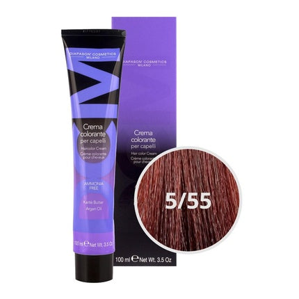 Crema colorantă pentru păr DCM Hair Color Cream Ammonia Free 5/55 Red, 100ml