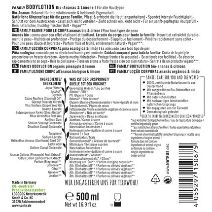 Lotiune corp, Sante Naturkosmetik, cu ananas si lamaie, 500 ml