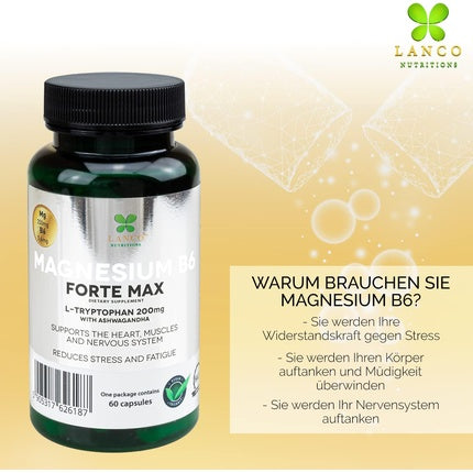 Lance Magnesium B6 Forte Max, Complex Mineral cu Tryptofan și Ashwagandha, 159 g