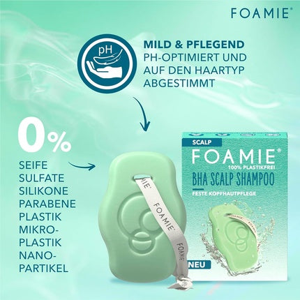 Șampon solid, Foamie, SCALP cu acid salicilic, 80g, verde
